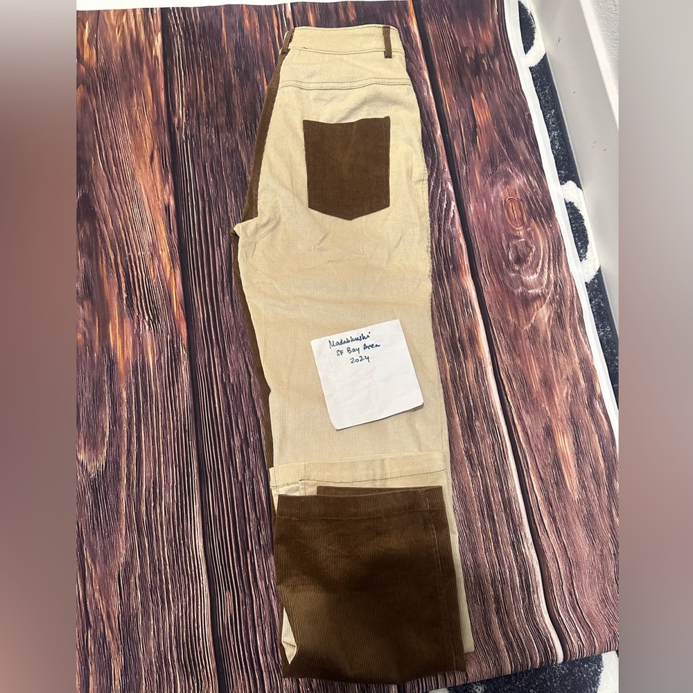 Mineral Wash Color Block Pants - Cocoa Brown